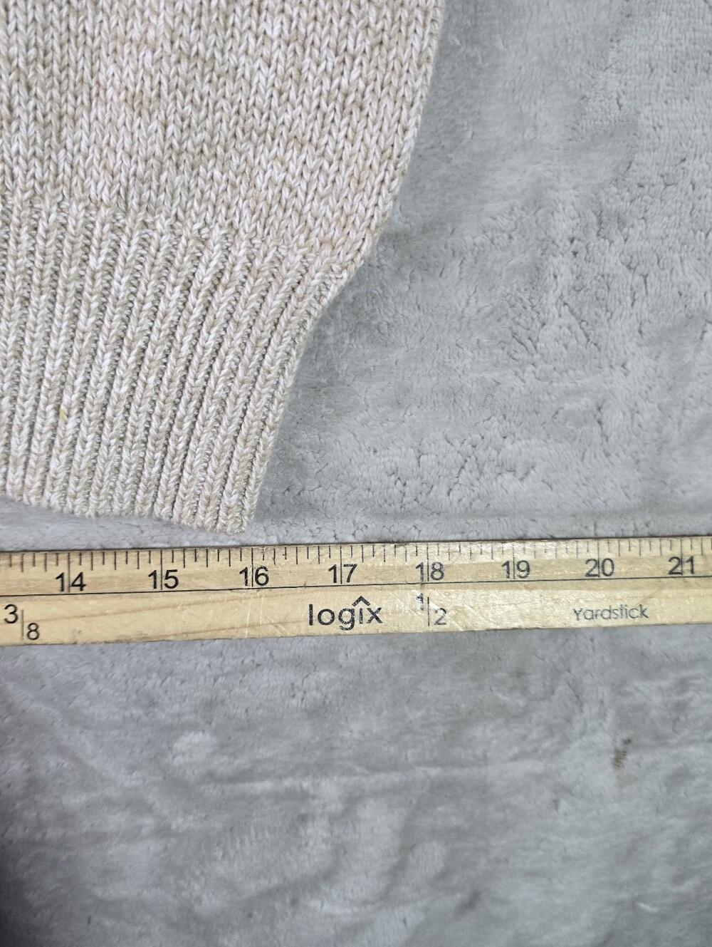 Orvis Mens Patchwork Sweater Sz Med Beige Colorblock Cable Knit Crewneck - Picture 6 of 8